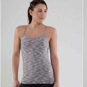 Lululemon Gray and White Fitted Sleeveless Tank Top